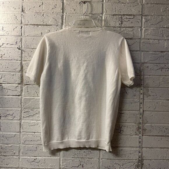 Vintage Alfred Dunner Floral Embroidered Short Sleeve Sweater - Size M - Picture 6 of 8